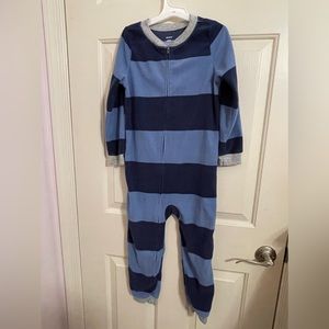 Boys one piece blue and navy blue stripped pajamas-size 6